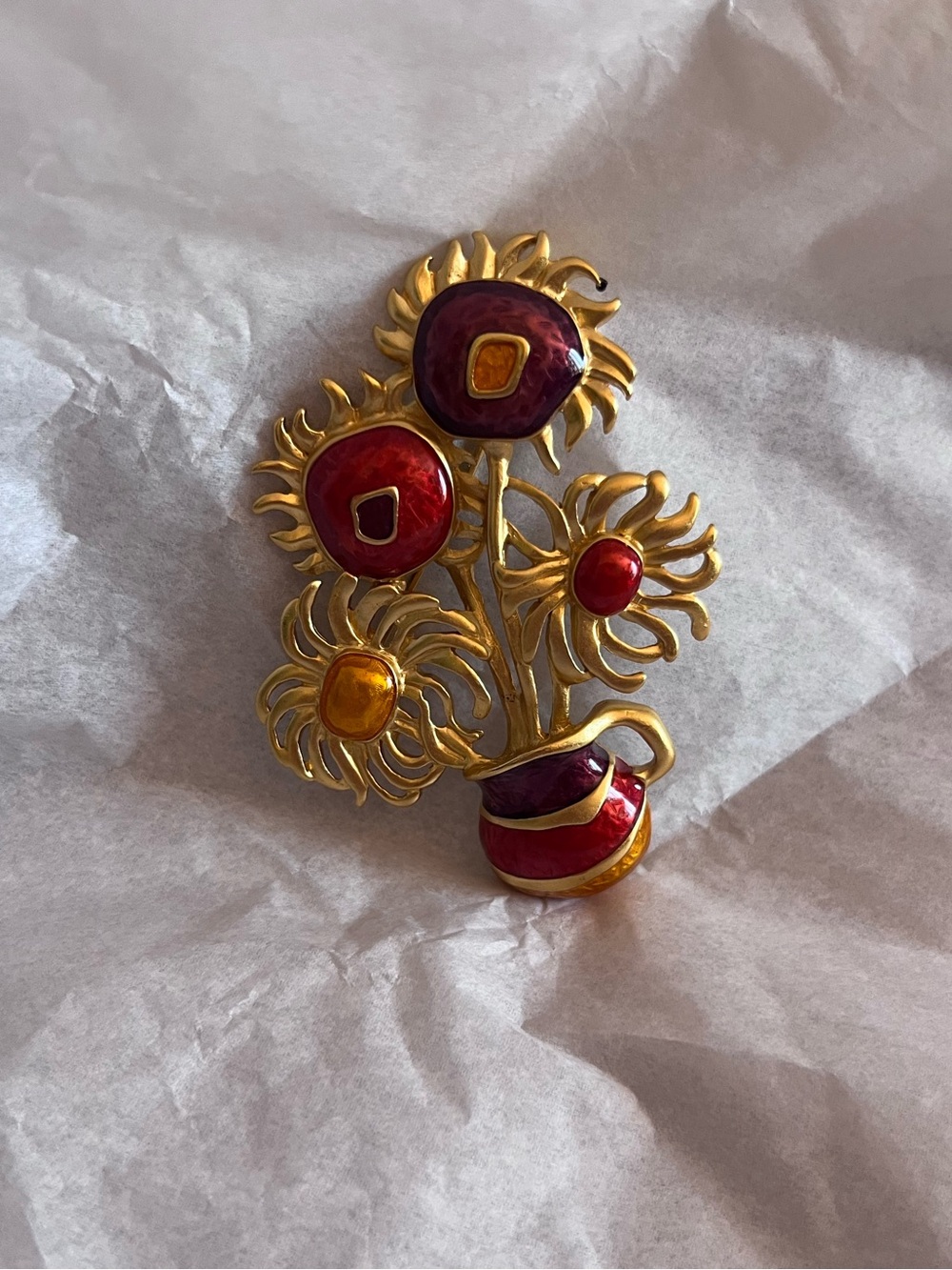 Vintage Yves Saint Laurent for Avon Sunflowers Brooch Pin